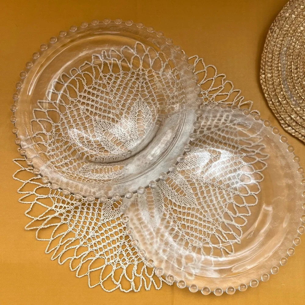 Vintage‎ 1960’s Hobnail Handblown Plates
